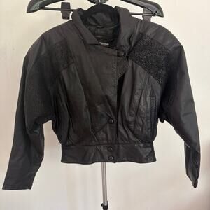 VINTAGE Thinsulate Black Leather Jacket Western / Motorcycle / Biker